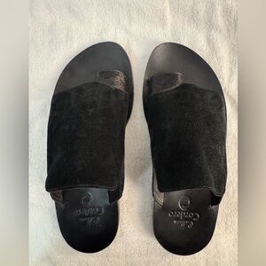 Calleen Cordero Artisan Black Luxury Suede Sandals Size 9